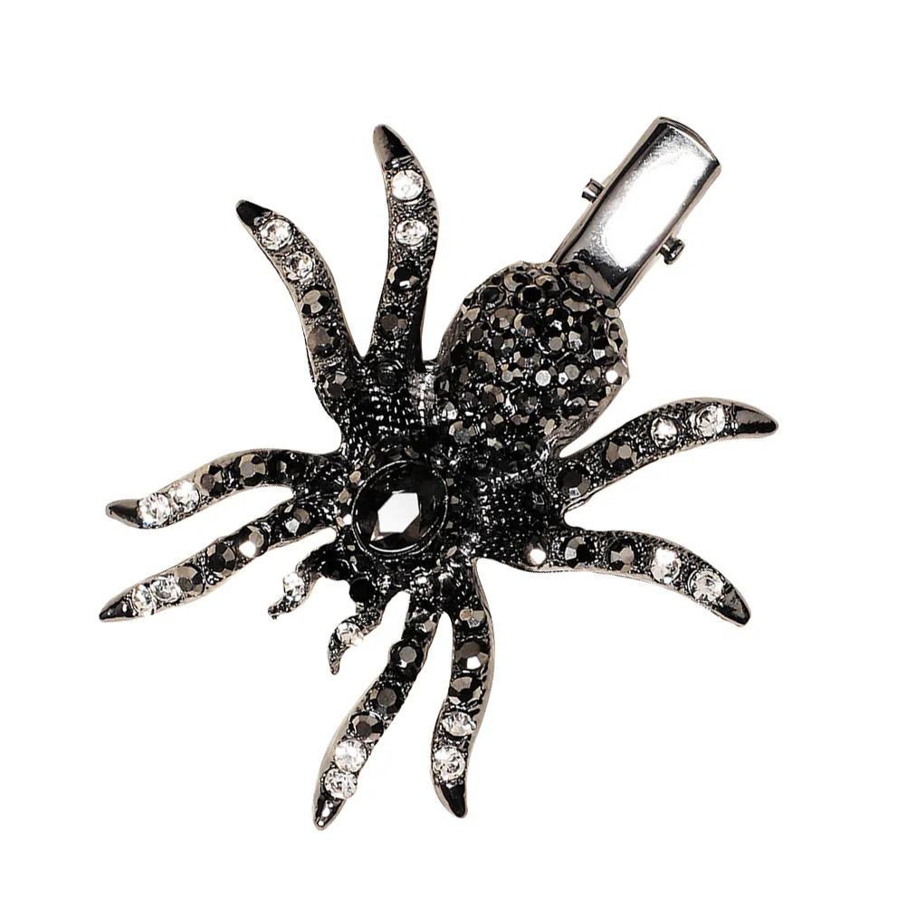 

Spooky Spider Hairpin Halloween Accessories Rhinestone Barrettes Girl Black Alloy Crystal Hairpins