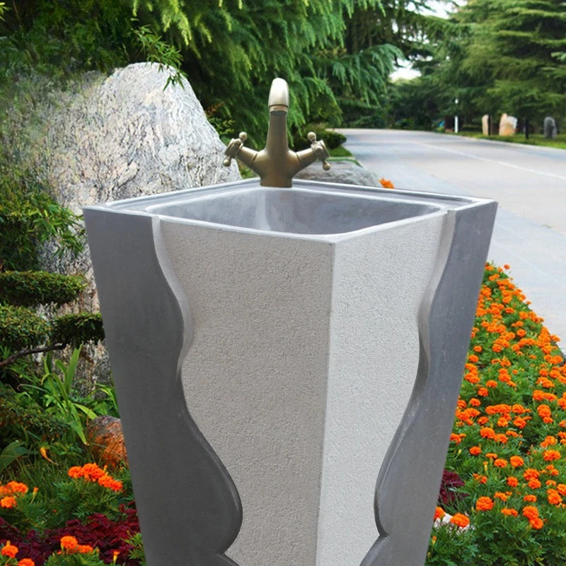 

Column basin integrated stone face wash balcony outdoor wash basin platform pool