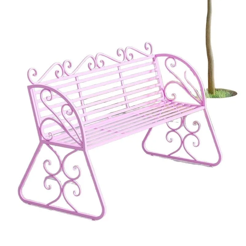 

Indoor and outdoor wrought iron double chair long lounge chair