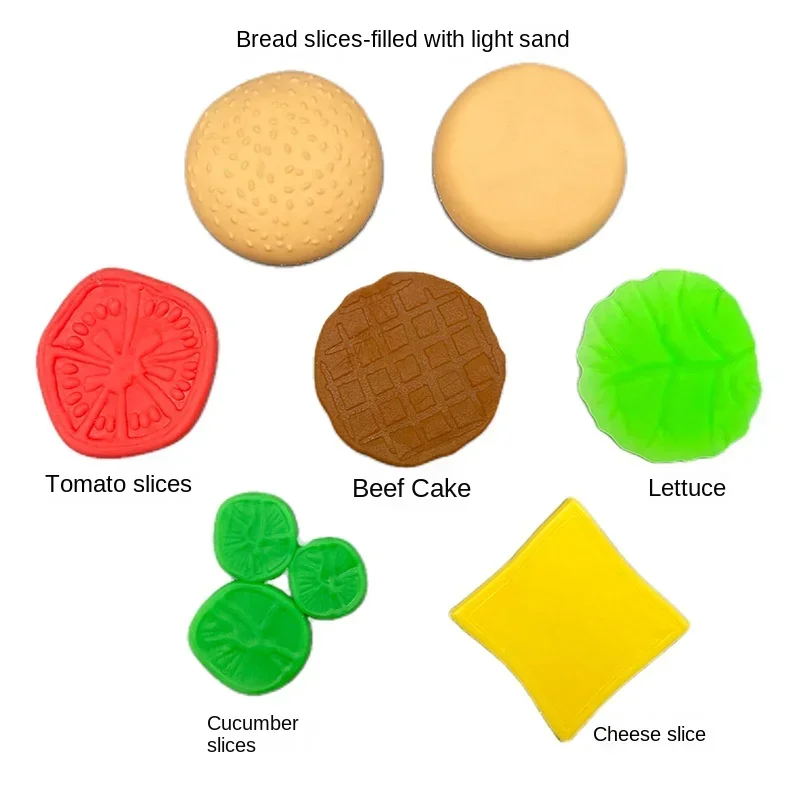Zestaw do samodzielnego wykonania hamburgera - zabawka antystresowa, kreatywna symulacja jedzenia, śmieszny zestaw spożywczy, miękka zabawka do ściskania, ręcznie robiony hamburger DIY