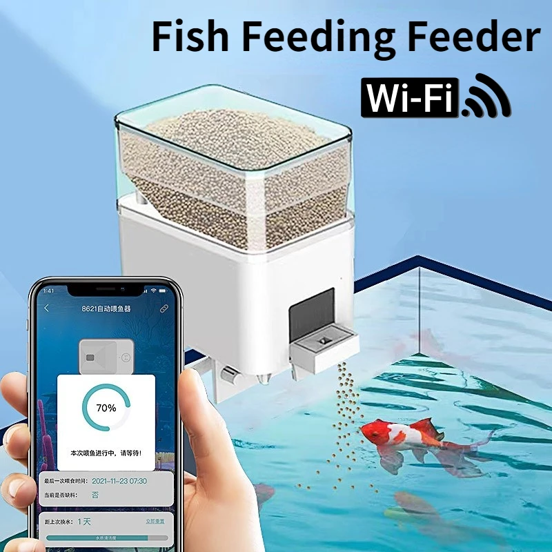 WiFi Automatic Aquarium Fish Tank Feeder Airtight Food Warehouse Hi-tech Multifunctional Smart Feeder Remote Fish Feeding