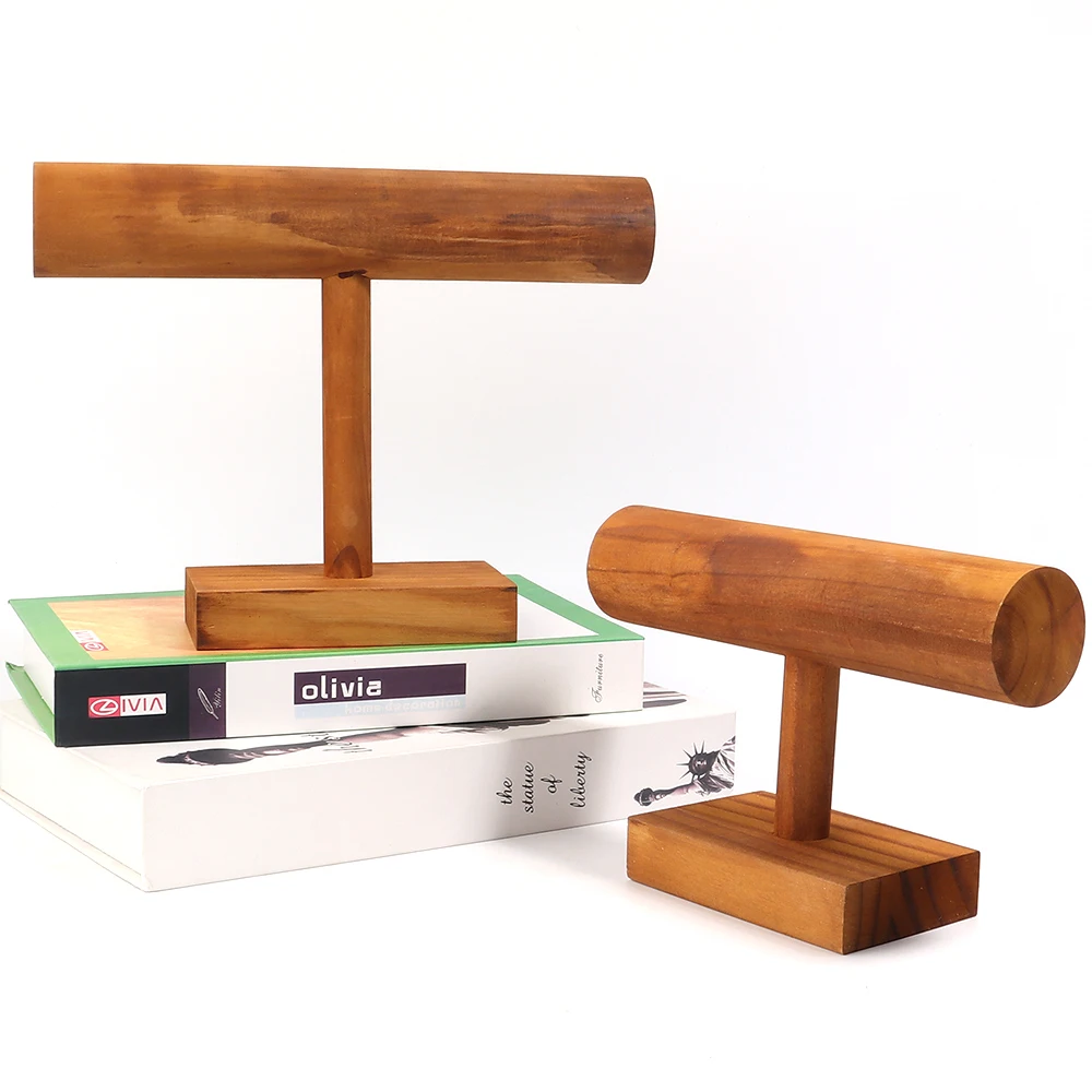 빈티지 소나무 목재 팔찌 진열대 홀더 원통형 팔찌 쇼케이스 주얼리 액세서리 보관함 1개