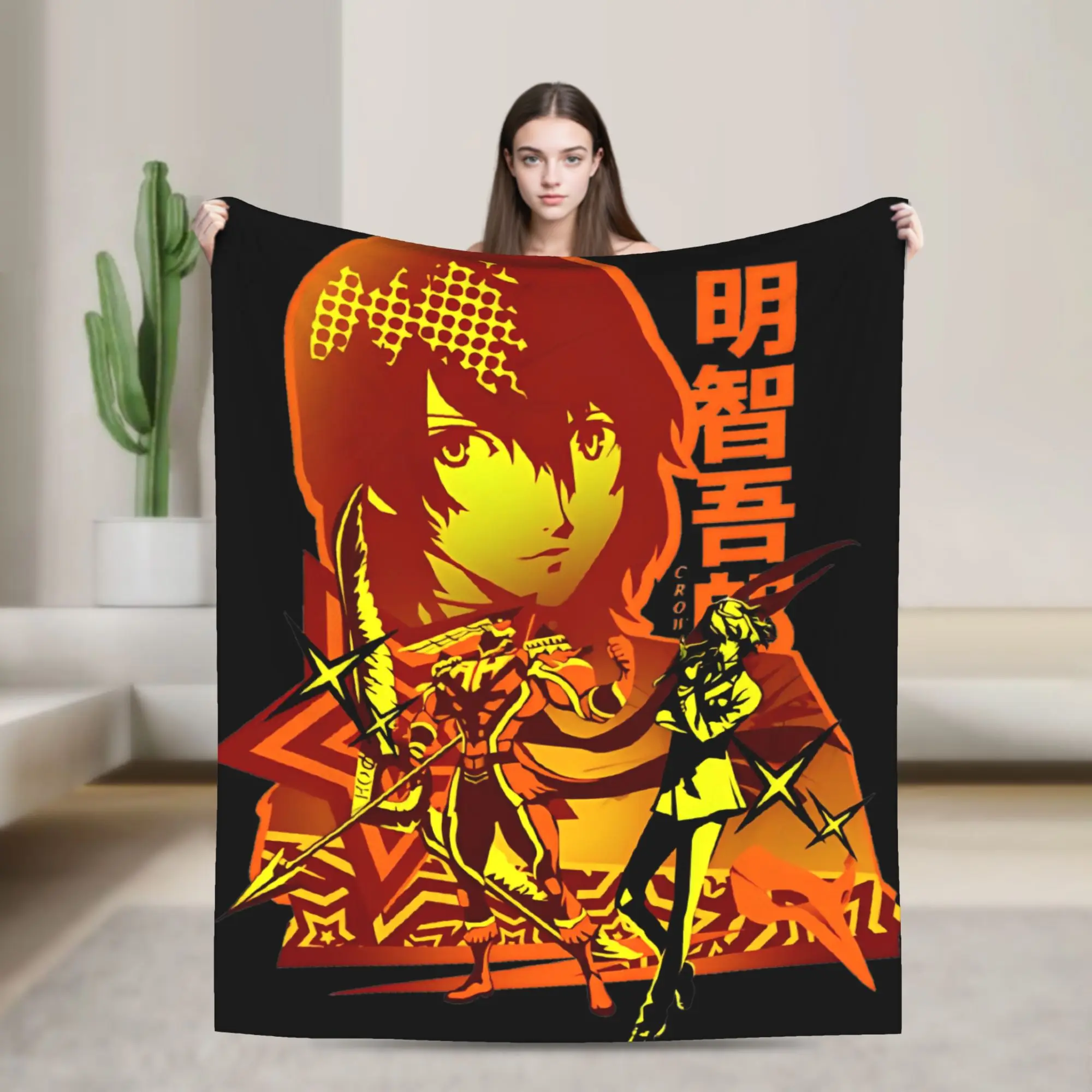 Code Name Crow Goro Akechi Fuzzy Blanket Persona 5 Fashion Throw Blanket for Home 125*100cm Quilt