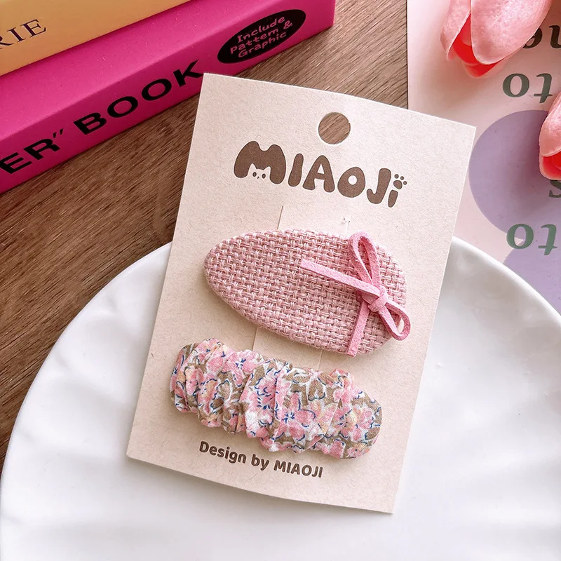 Borsa per fermagli per capelli con fiocco per bambini dolce rosa intenso in tessuto coreano, fermaglio per rompere il tessuto, accessorio per capelli da ragazza carino e versatile