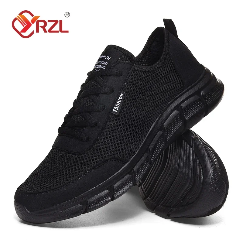 YRZL-Baskets en Maille Respirante pour Homme, Chaussures de Marche Légères et Décontractées, Confortables, Noires, Grande Taille 39-48, Nouvelle Collection