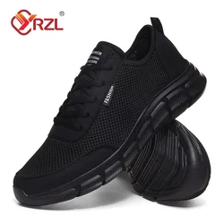 Yrzl novos tênis masculinos malha respirável leve casual andando sapatos masculinos tamanho grande 39-48 tênis pretos confortáveis para homem