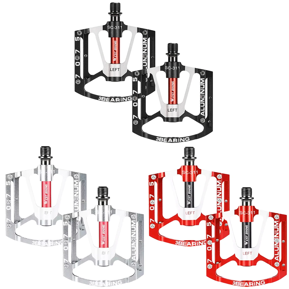 

2Pcs Ultralight Pedals Anti Slip 3 Bearing Aluminum Alloy Pedals Wide Platform Pedals Bike Flat Pedals for MTB Road Bike
