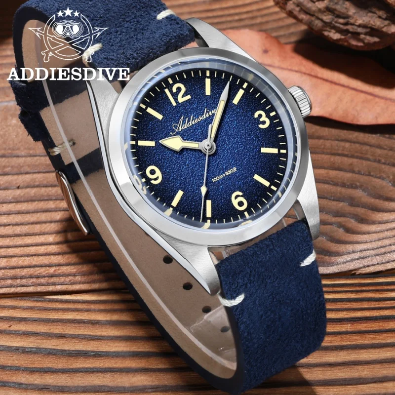 ADDIESDIVE Reloj Men's Leather Watch Sapphire Glass 10Bar Waterproof AD2544 C3 Super Luminous 2026 NEW Quartz Watch Reloj Hombre