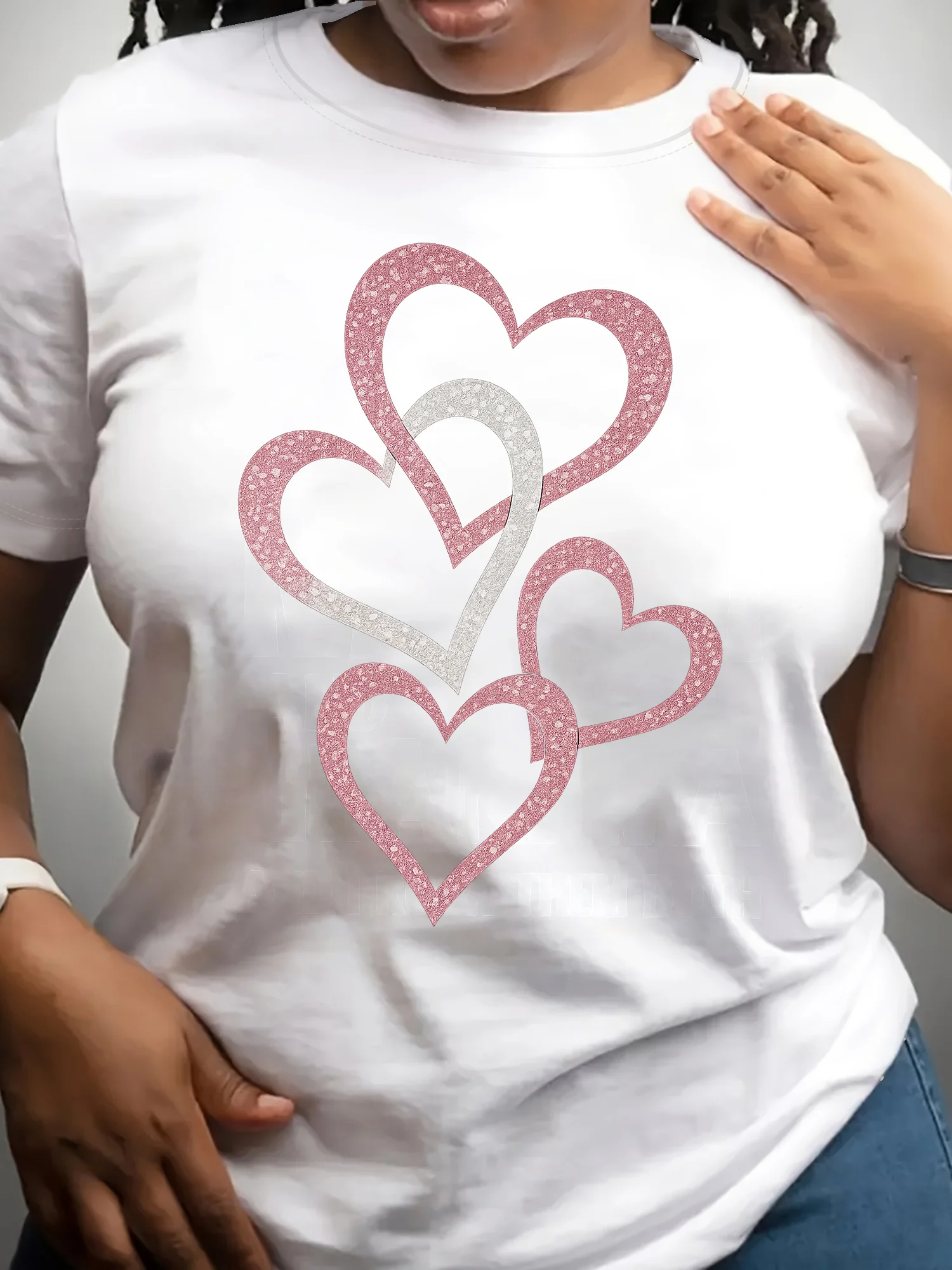 Shining Heart-Shaped Sleeved Ladies Summer Ladies' Clothing Round Sleeved Ladies' Clothing Harajuku Sleeve Aesthetic Clothes