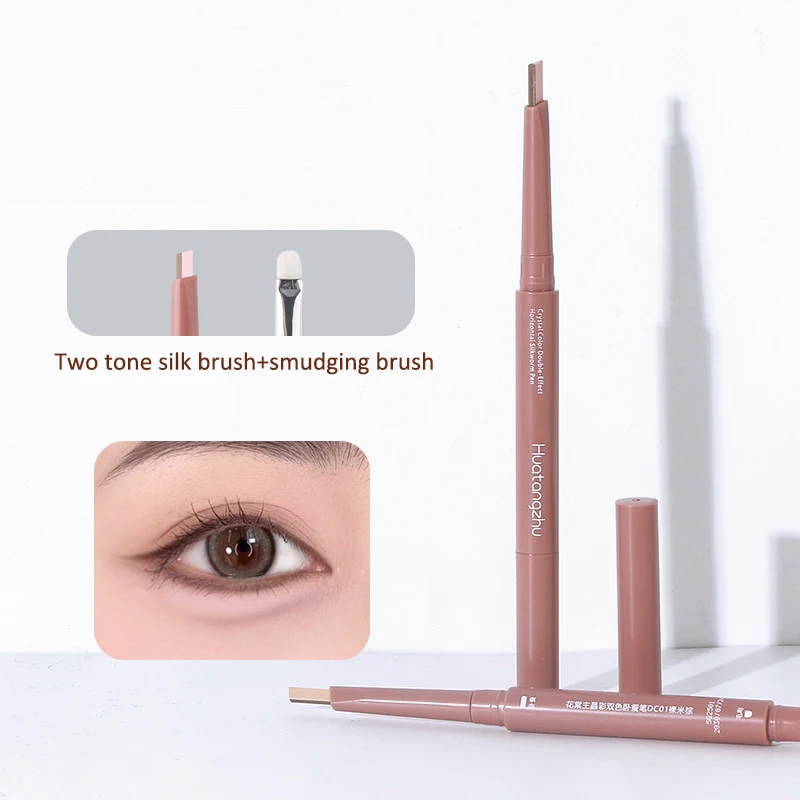 Waterdichte Natuurlijke Tweekleurige Liggende Zijderups Potlood Onder-Ogen Markeerstift Schaduw Pen Contour 2-in-1 Oogmake-up Cosmetica