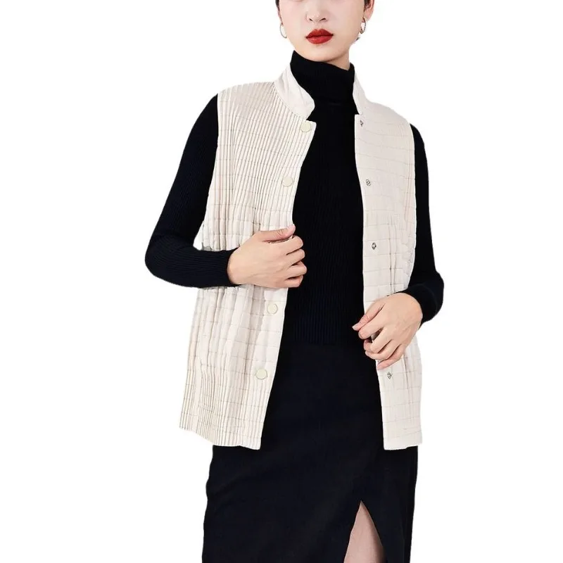 Miyake Fold Autumn/Winter 2025 New Cotton Vest Women's Outfit Design Versatile Cotton Jacket Cotton Robe Women's Jacket Pleats #6