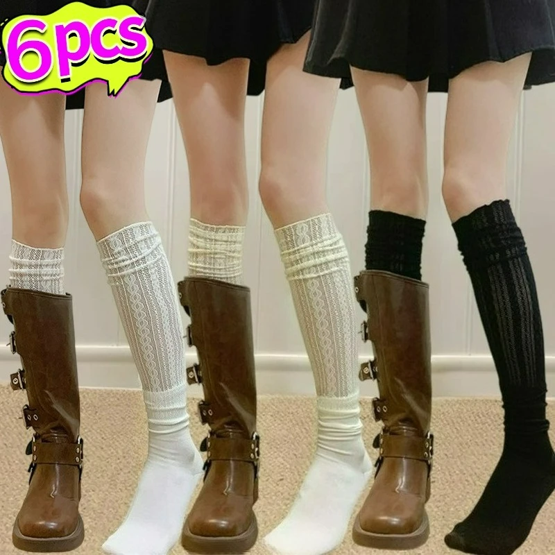 2/6Pcs Girls Ruffles Knee Socks Summer Thin Lace Leg Warmers Hollow Foot Cover Arm Sleeves Sun Protection Arm Sleeves Calf Socks
