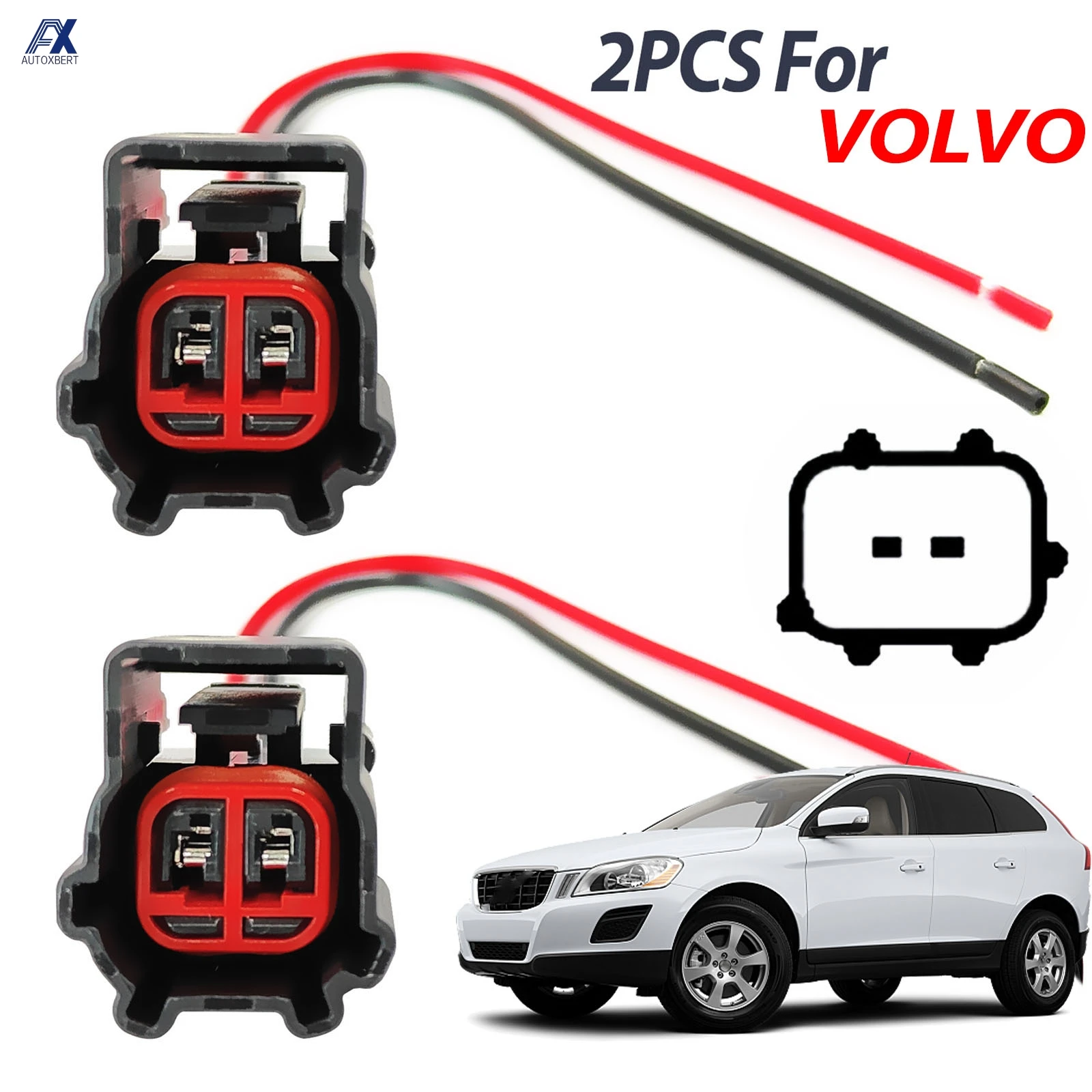 

2X For Volvo C30 V50 V70 XC60 XC70 XC90 S40 S80 S60 C70 Windscreen Windshield Washer Pump Connector Plug Wiring Cable Loom