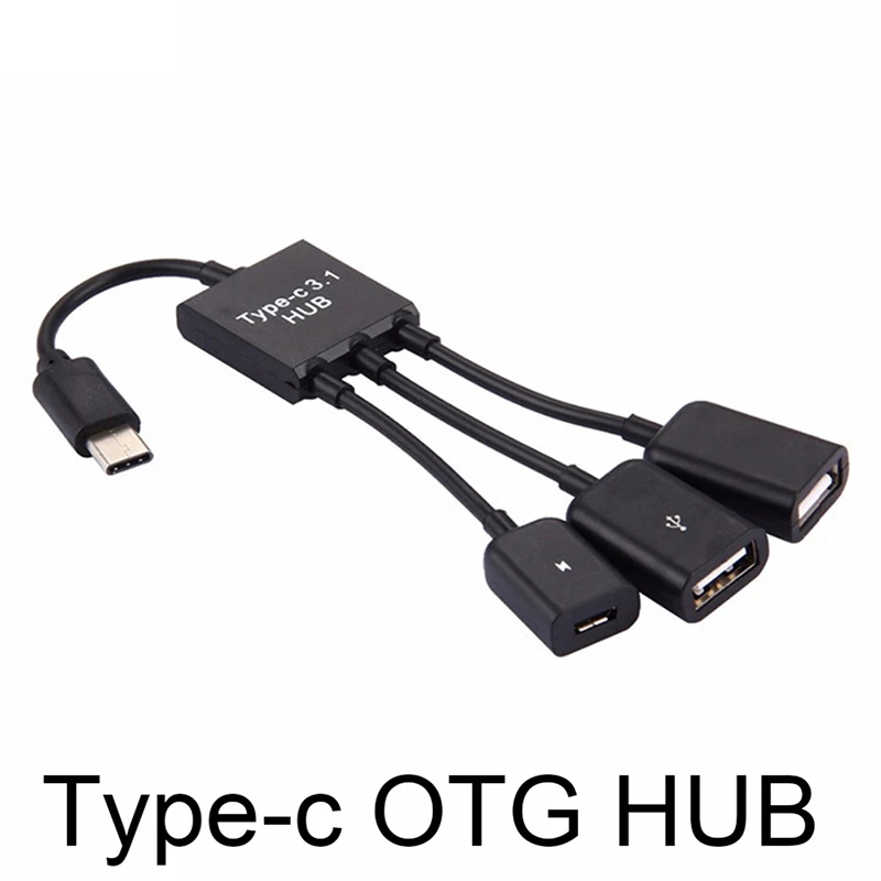 3in1 USB 3.1 Type-C To Micro USB 2.0 Power Charging Host OTG Hub Cable Adapter High Speed Charging Universal