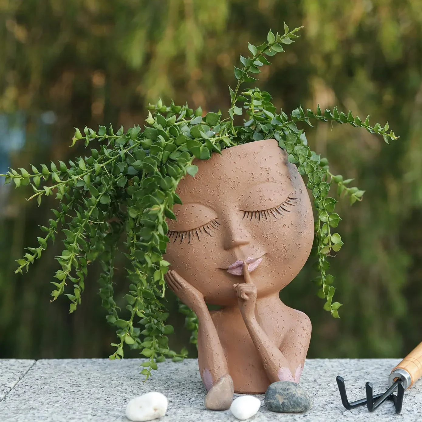 Succulent creative doll flower pot old pile green plant Internet celebrity personality ornament resin art