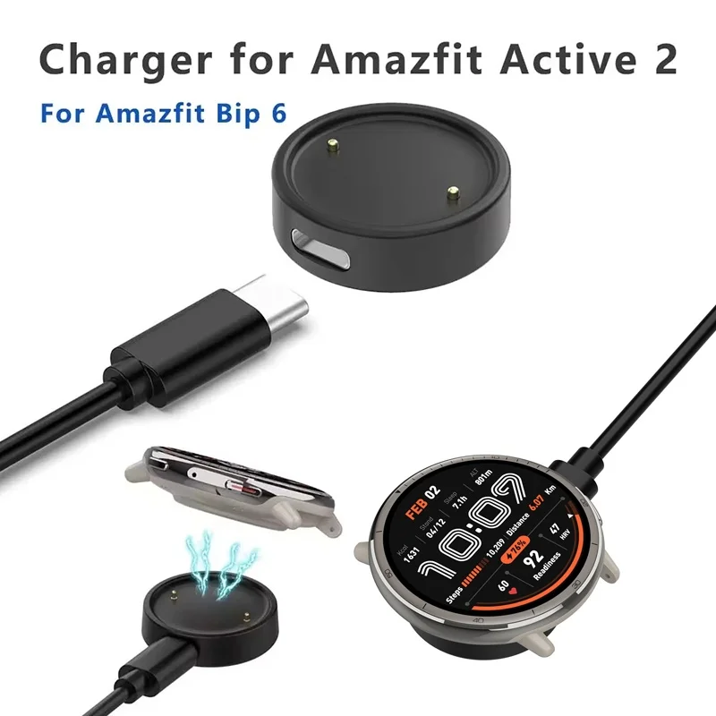 

USB Watch Charging Cord For Amazfit Bip 6 Magnetic Circular Wireless Charger Dock For Amazfit Active 2 Charging Cradle Accessory