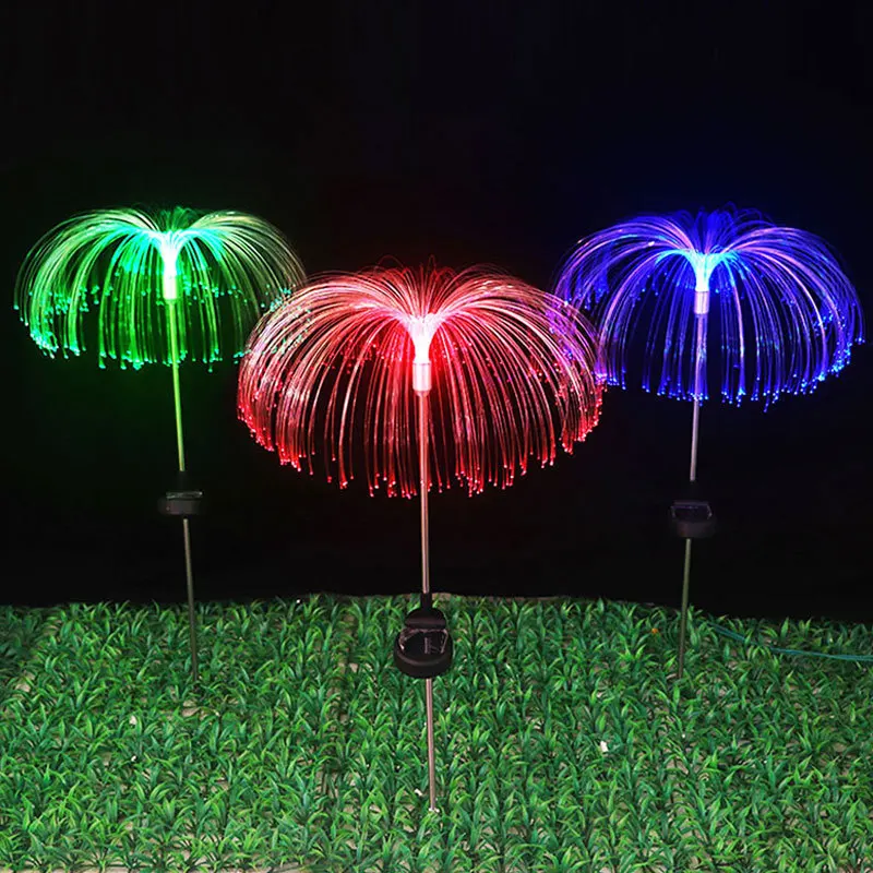 

НОВЫЙ Торшер на солнечной энергии, лампа в виде медузы, оптическое волокно, красочное окружающее освещение, украшение для двора, пейзажа, цветные фонари
