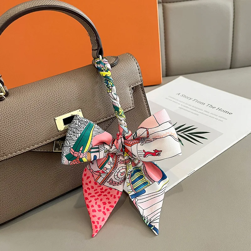 2024 Long Scarf for Women Narrow Ribbon Headband Female Neckerchief Handle Bag Band Bandana Hair Tie Accessories image 3