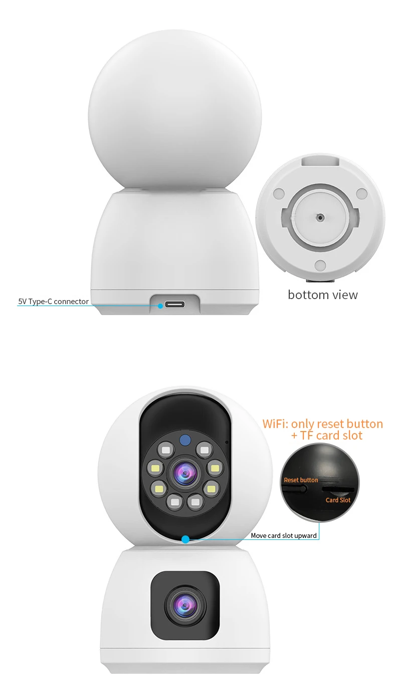 Dual Lens WiFi Indoor Security Surveillance Camera 2MP For Home Pet Monitor Motion Tracking 2K Night Vision 2 Way Audio Recorder