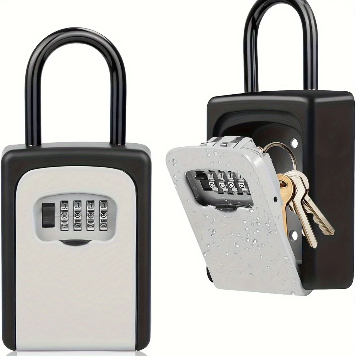 1 Piece Grey Portable Aluminum Alloy Wall Mount Resettable Combination Lock Box for Secure Outhouse Keys Apartment Realtor Spare