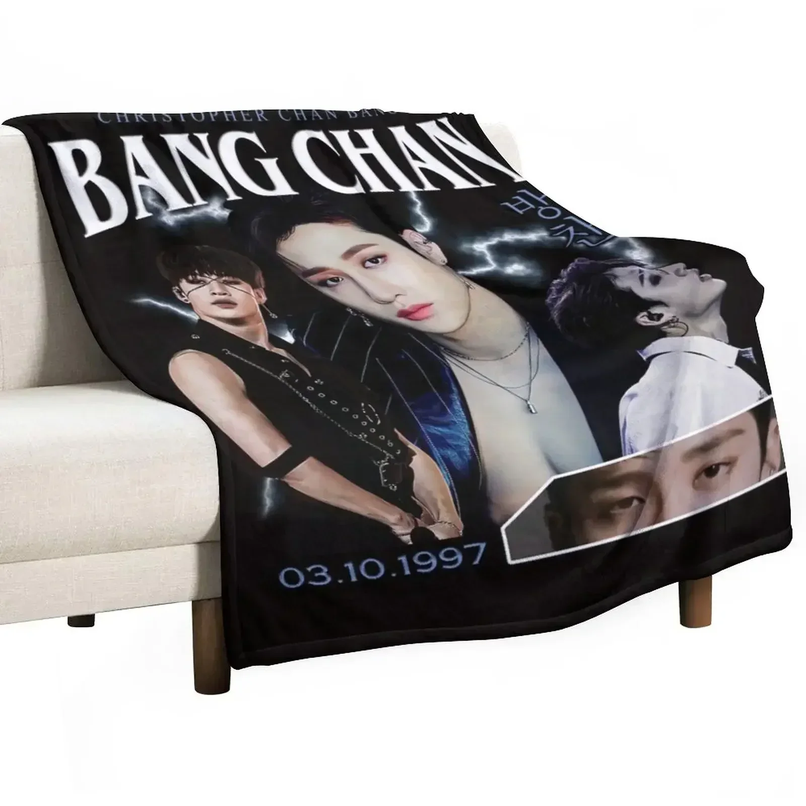 Bang Chan Shirt Vintage 90 Retro T Shirt Tee Throw Blanket Luxury Brand Hairy Sofa Quilt Softest Blankets