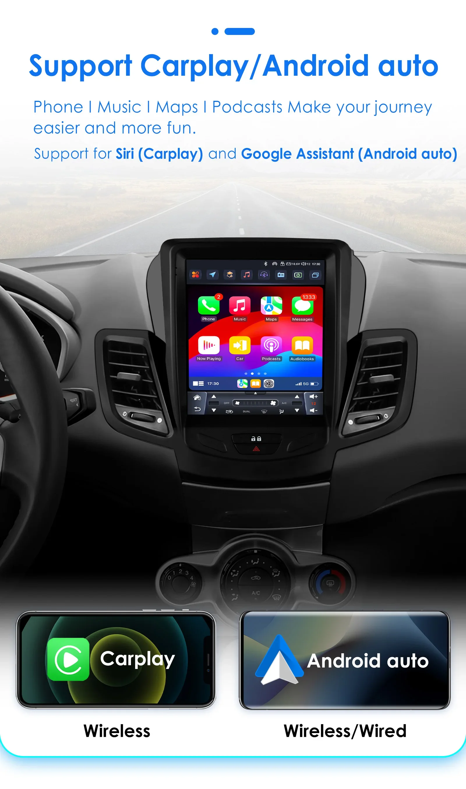 Hizpo 2Din Android 14 Auto-Multimedia-Player für Ford Fiesta MK7 2009–2016 GPS Carplay 4G AI Intelligenter Bildschirm Autoradio 360 Cam – Detail 11