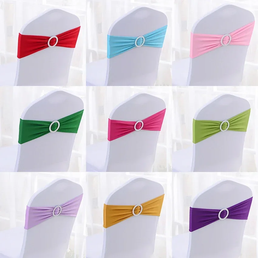 

10pcs/lot Wedding Decoration Chair Sash Stretch Lycra Spandex Chair Bands For Birthday Party Dinner Banquet Chair Covers Decor