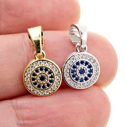 New Fashion Blue Eye Pendant Zircon Gold Plated Religious Charm Turkish Evil Eye Jewelry Necklace Keychain Accessories For Women