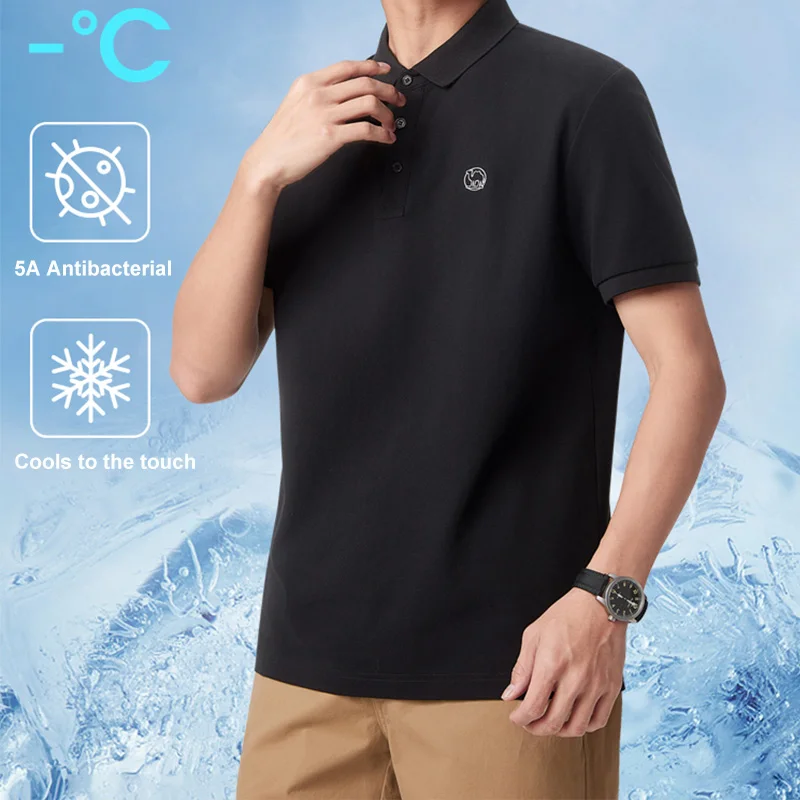 GOLDEN CAMEL Men's Cool Polo Shirt Men's Short Sleeve 2025 Summer Solona Ice Breathable Sports T-shirt Clothes Sportswear
