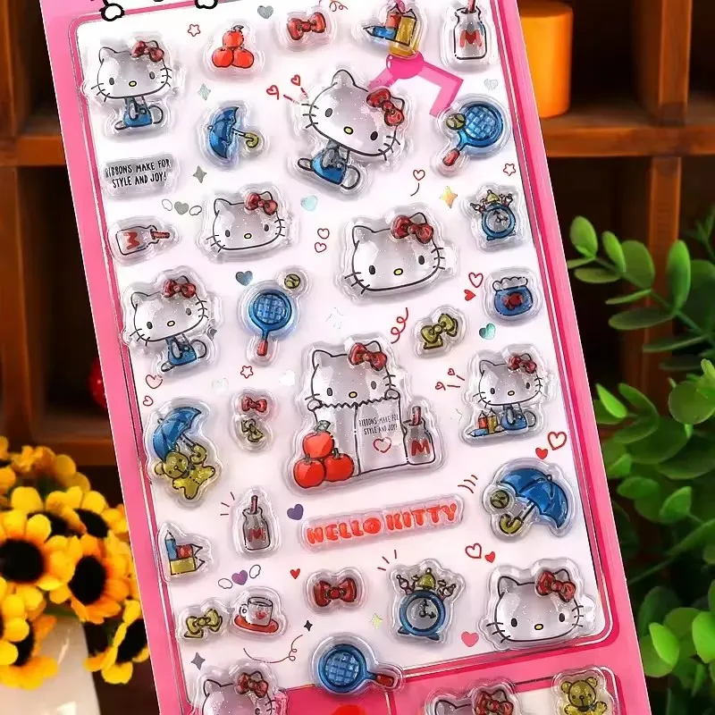 3D Cartoon Hellokitty Relief Stickers Cute Glitter Stickers Phone Case Decoration Stickers DIY Handmade Notebook Album Decoratio
