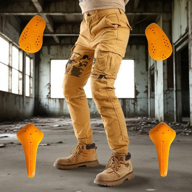 Men Motorcycle Work Pants Anti Slip Anti Fall Protective Trousers for Riding Safety