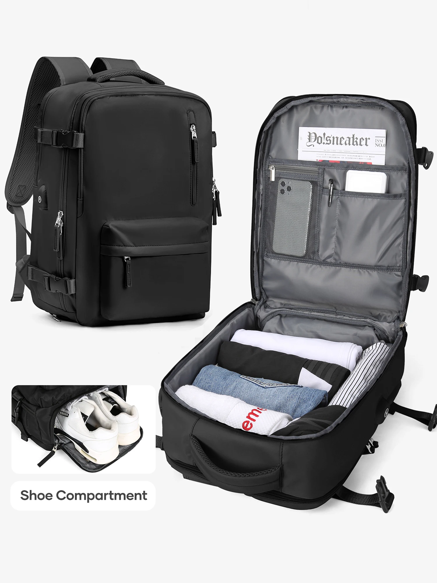 Sac à dos de voyage pour femmes et hommes, sac à dos à main avec chargement USB, sac à dos pour ordinateur portable TSA 15.6 pouces, sac à dos décontracté pour les affaires et la randonnée