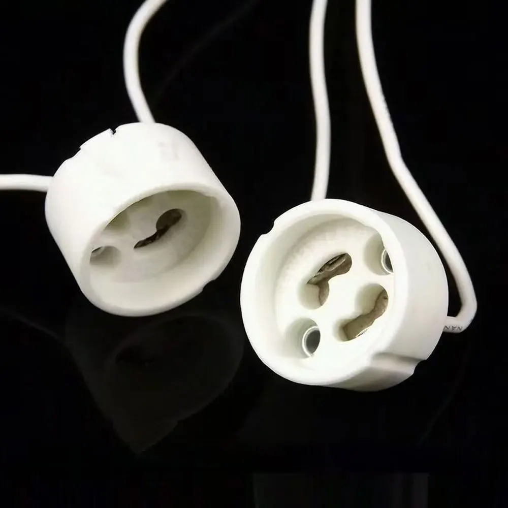 GU10 Ceramic Lamp Holder High-Temperature Resistant GZ10 Base with 10cm Silicone Wire Aging Tested for Halogen LED Bulb