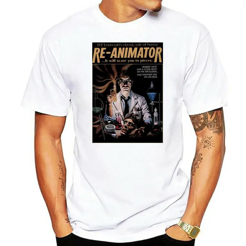 RE-ANIMATOR T SHIRT FANTASY HORROR  FILM MOVIE Short Sleeves New Fashion T-Shirt Men Clothing Men Summer Short Sleeves