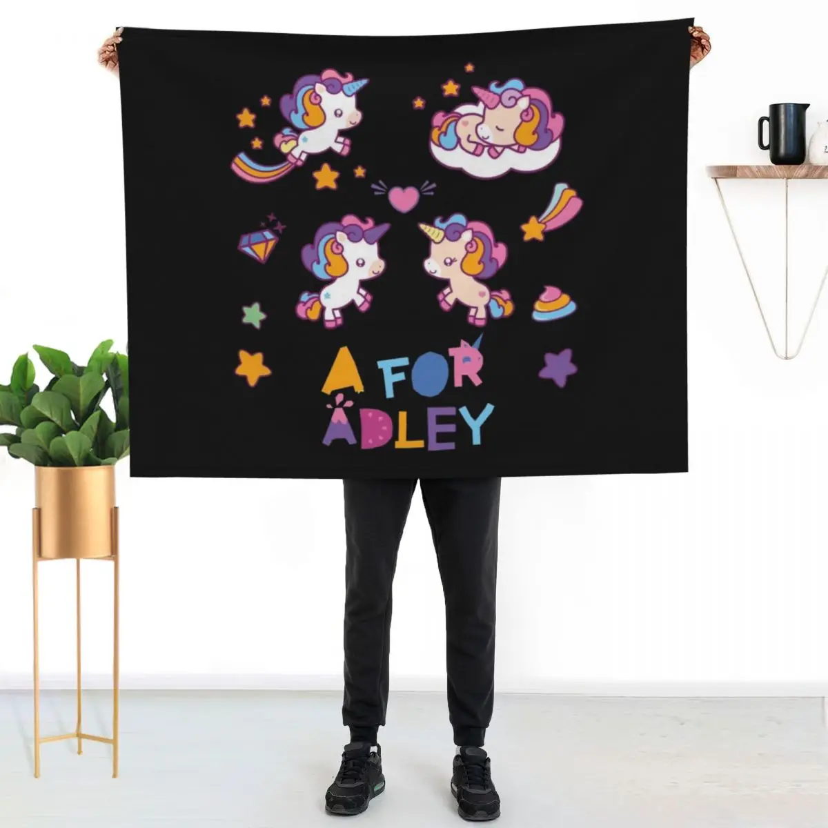 kawai girl a for adley unicorns funny cartoon81 Throw Blanket anime Decorative Beds Plaid on the sofa Moving manga Blankets