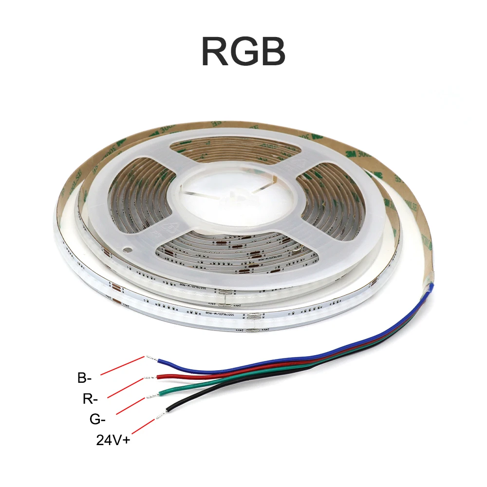 Imagem -04 - Flexível e Flexível Rgb Led Strip Lights Cob Ribbon Lamp Rgbw Cob Led Stripe Fita de Decoração para Decoração do Quarto 24v