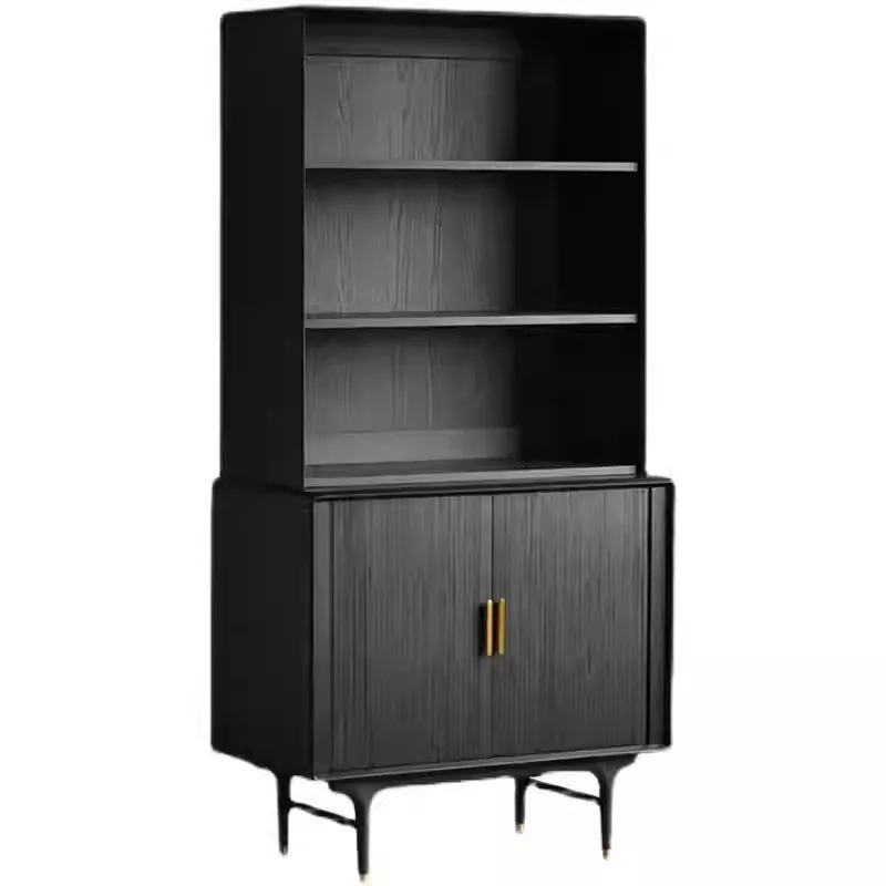 Black bookcase display case, open display rack, locker