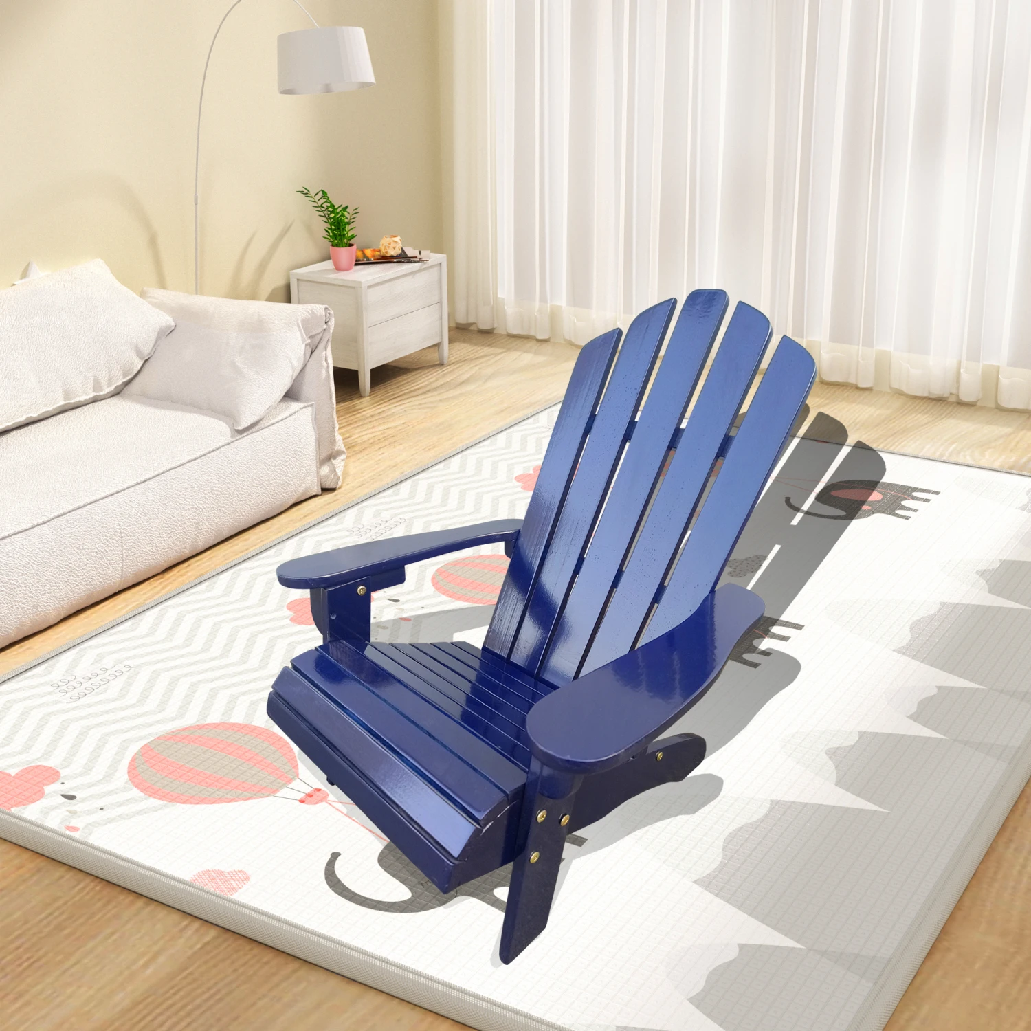 

Kids Wood Adirondack Chair for Outdoor or Indoor Use, Blue Color