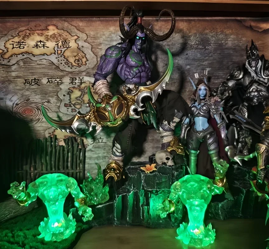 In Stock Hero Toys Warcraft 3 Illidan Stormrage 24cm Movable Model Collection Toys Demon Hunter Demon Night Elf