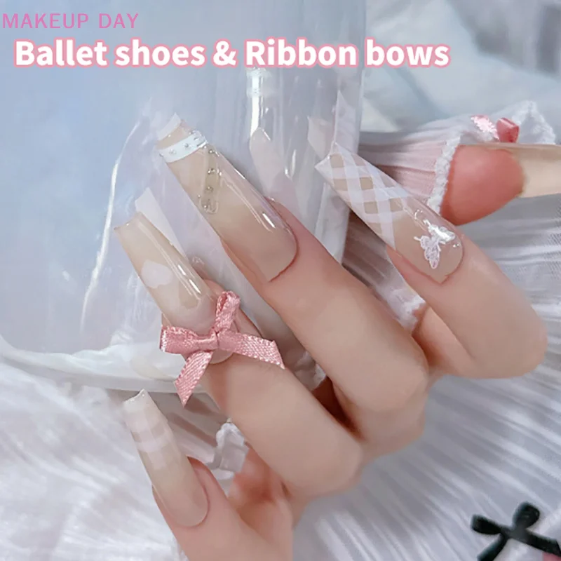 10Pcs Ribbon Bows Nail Art Charm Nail Decoration Fairy DIY Accessories Ornament Kawaii Nail Bows Decor Japanese Design