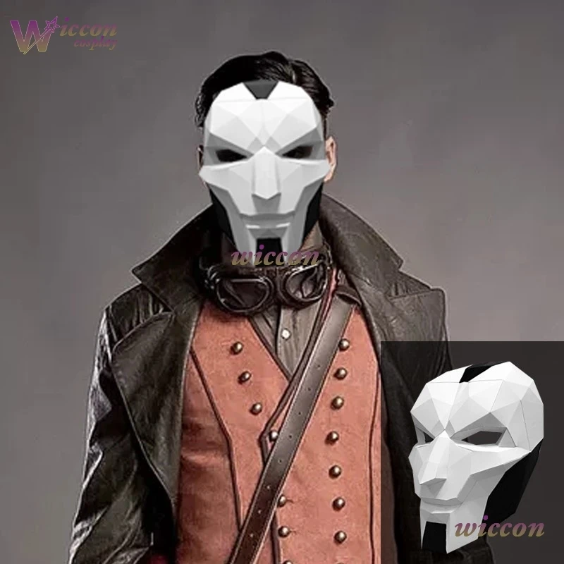 قناع CosC Khada Jhin Oni DIY الورقي لحفلة الهالوين للبالغين، قناع تنكري للرجال، زي المواد، منتجات غير مكتملة للحفلات