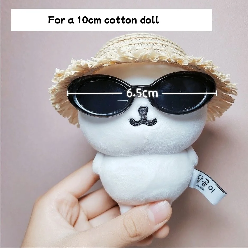 Mini Oval Sunglasses for Labubu Accessories Fashion Plastic Glasses for Mini Plush Cotton Labubu Doll Sunglasses Accessories