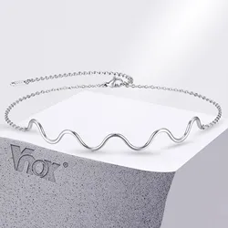 Vnox Waterproof Stainless Steel Wave Choker Neckalces for Women Girls, Simple Metal Adjustable Collar Fashion Gift for Her