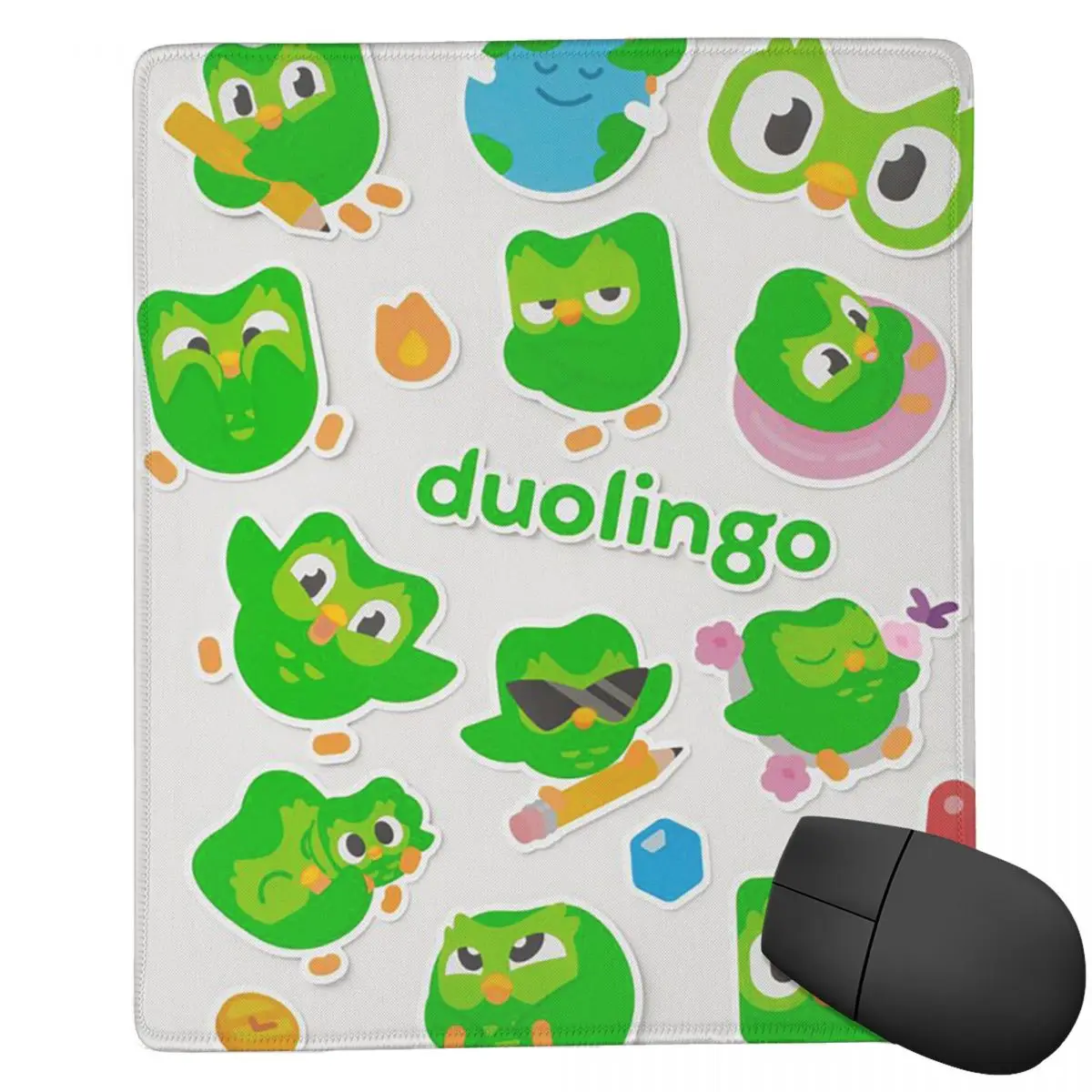 Duolingo Owl Duo 7x9 in 22x18 cm Mouse Pad Computer Keyboard Mouse Mat Gaming PC Laptop Desk Mat Office Accessories Table Mats