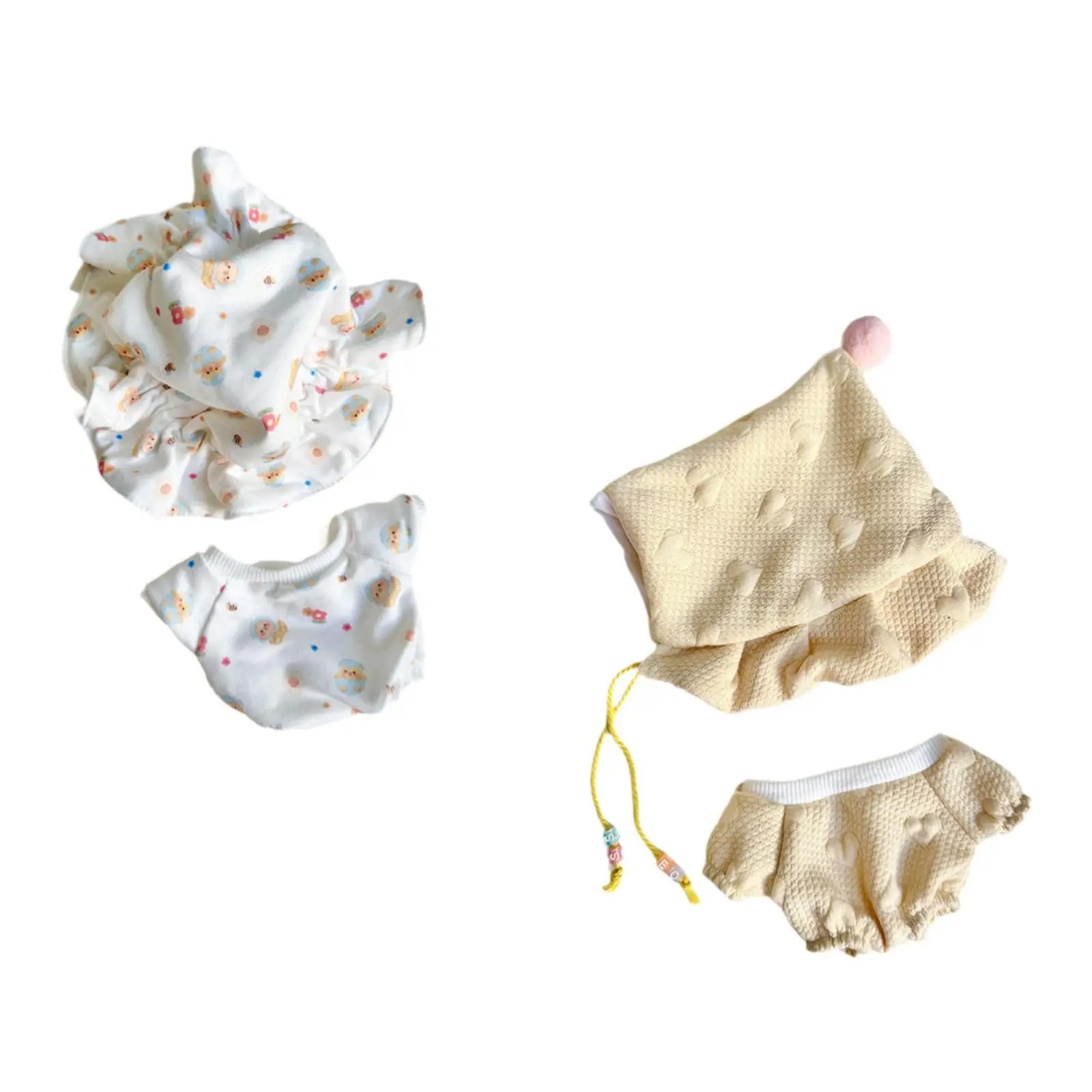 2 pçs bonecas pijamas e chapéu accs traje macacão roupas em miniatura para 8in bonecas vestir-se menino bonecas meninas presentes de aniversário