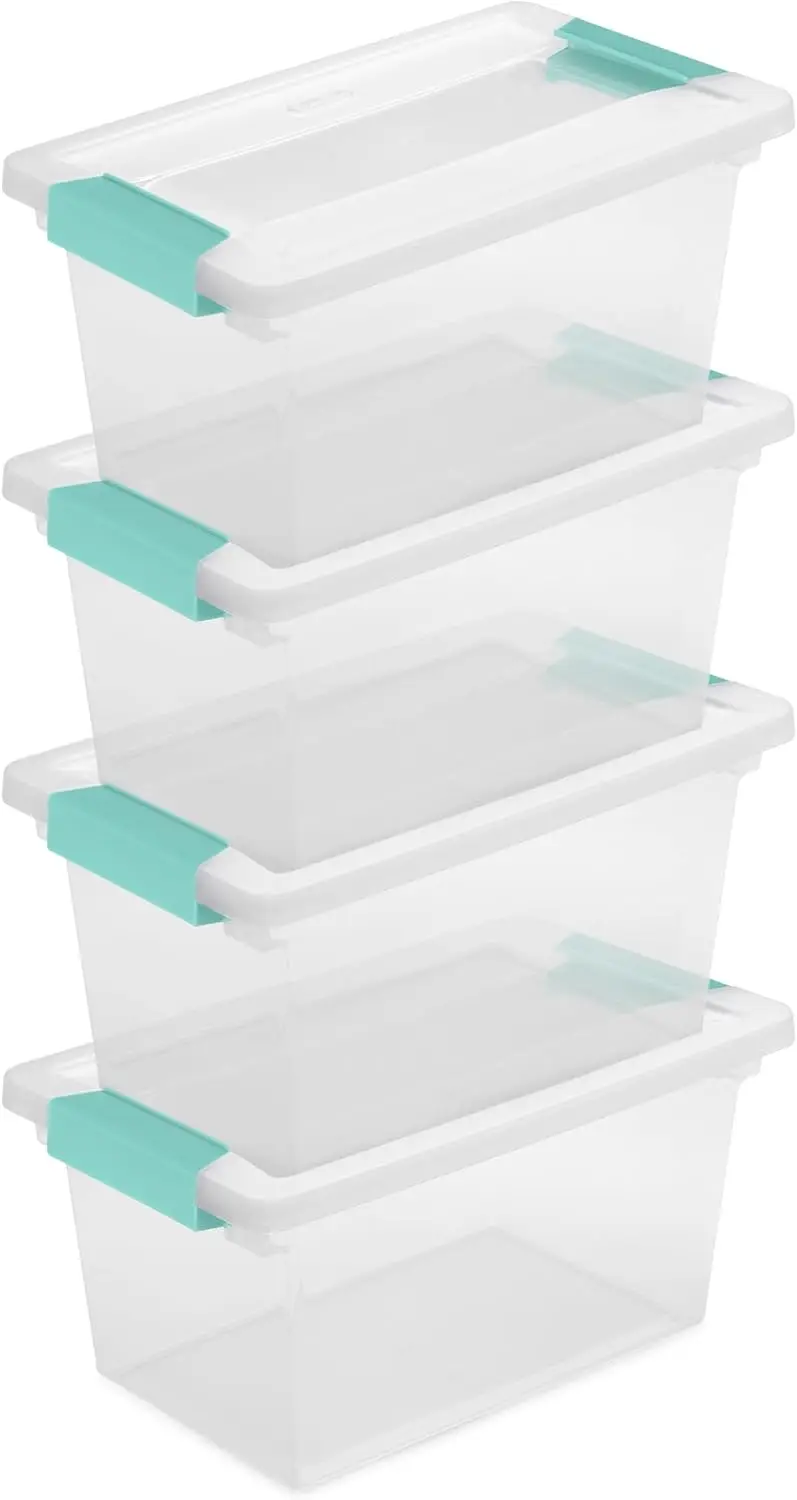

8pcs Stackable Clear Plastic Storage Bins with Latching Lids