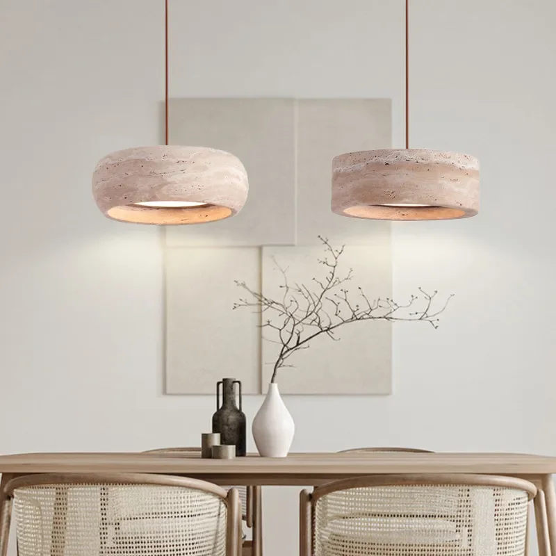 Retro Yellow Cave Stone Chandelier Wabi Sansi Style Pendant Light for Bedroom Bedside B and B Study Tea Room Restaurant Bar