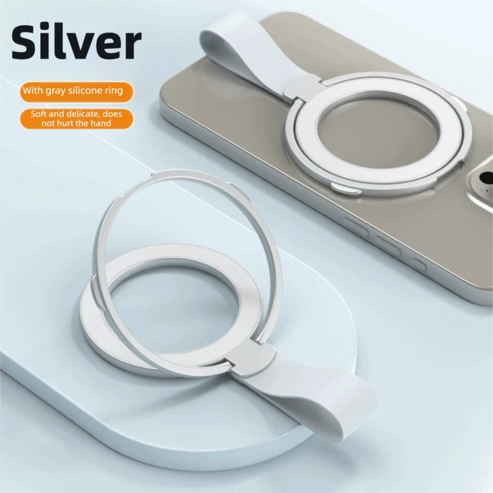 

360 Rotation Magnetic Phone Stand Removable Portable Magsafe Holder with Silicone Finger Loop Strap Phone Grip Holder Daily Use