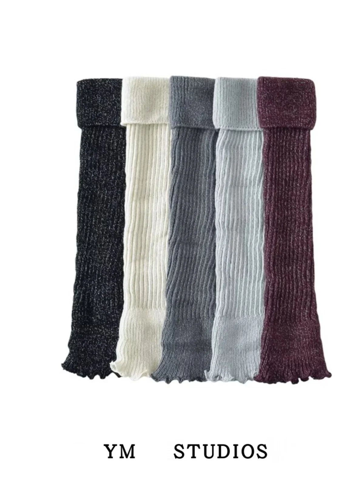 Thickened Knitted Warm Knee Pads Socks Covers Bright Sequins Extended Length Fashionable Ice Skating Leg Warmers for Autumn W...
