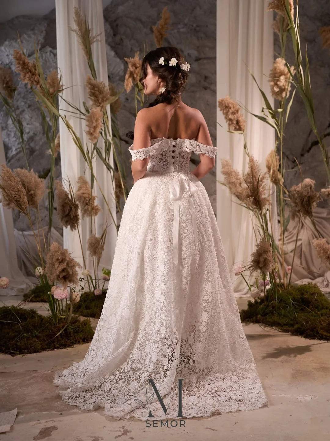 Semor Charming Lace Off the Shoulder Wedding Dress 2026 Floral Appliques A-Line Pleat Bridal Gown Customized vestidos de noiva